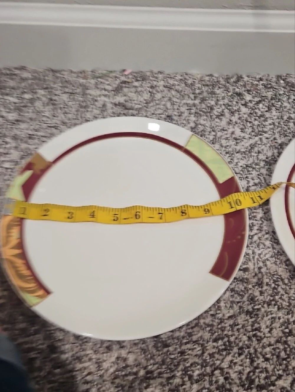 Disney White Dinner Plates with Burgundy and Gold Trim - Set of 2
